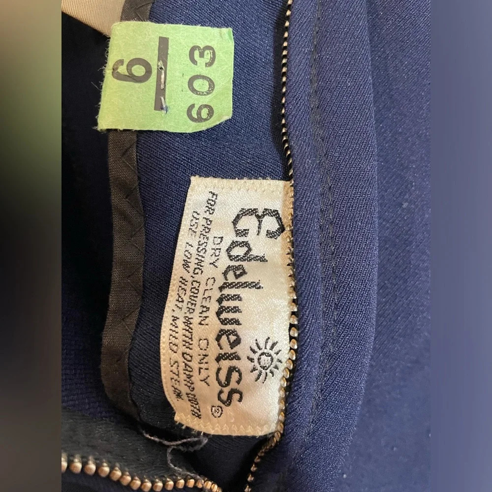 Vintage Edelweiss Blue Ski Pants, Union Tag, Built in Sock, Retro 60’s/70’s - Picture 2 of 11